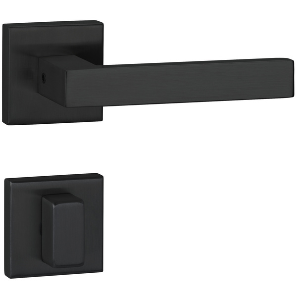 Drückergarnitur Quadrino, Schwarz matt, Klipp-Rosette, WC