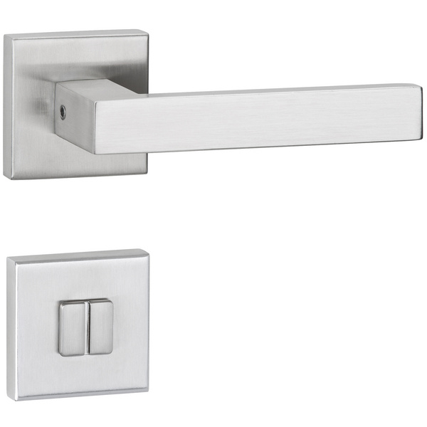 Drückergarnitur Quadrino, Edelstahl matt, Klipp-Rosette, WC