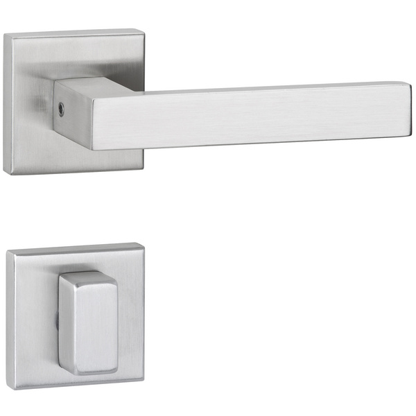 Drückergarnitur Quadrino, Edelstahl matt, Klipp-Rosette, WC