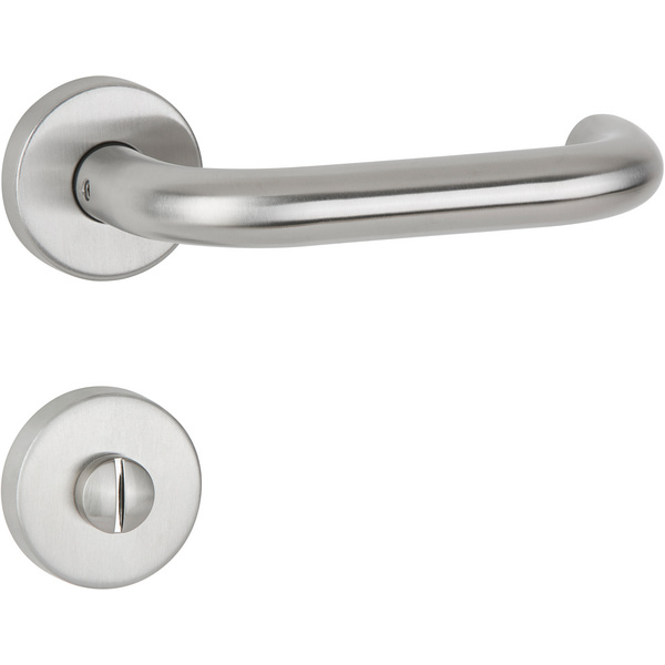 Drückergarnitur Rotondo, Edelstahl matt, Klipp-Rosette, WC