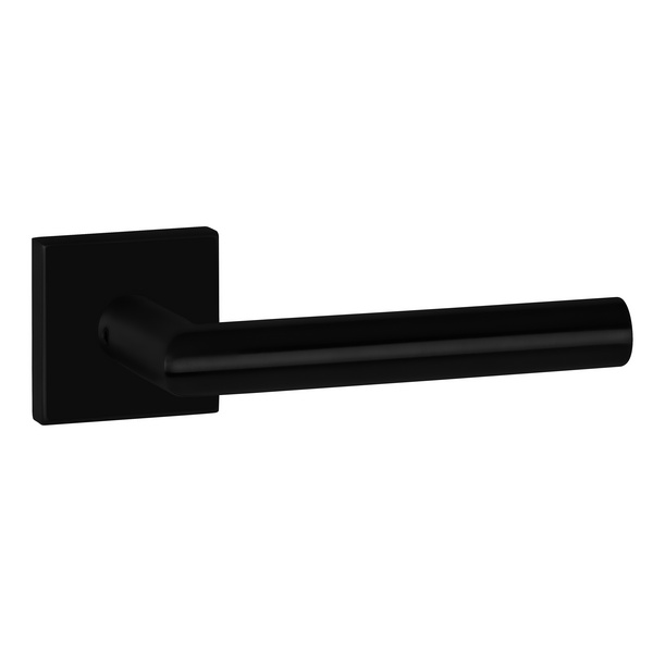 Drückerpaar Volume, Schwarz matt, Klipp-Rosette quadratisch, mit Rückholfeder, ohne Schlüsselrosette