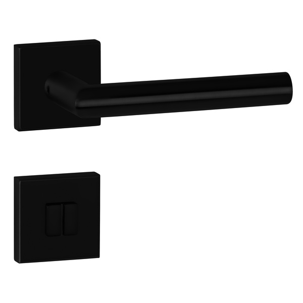 Drückergarnitur Volume, Schwarz matt, Klipp-Rosette quadratisch, WC