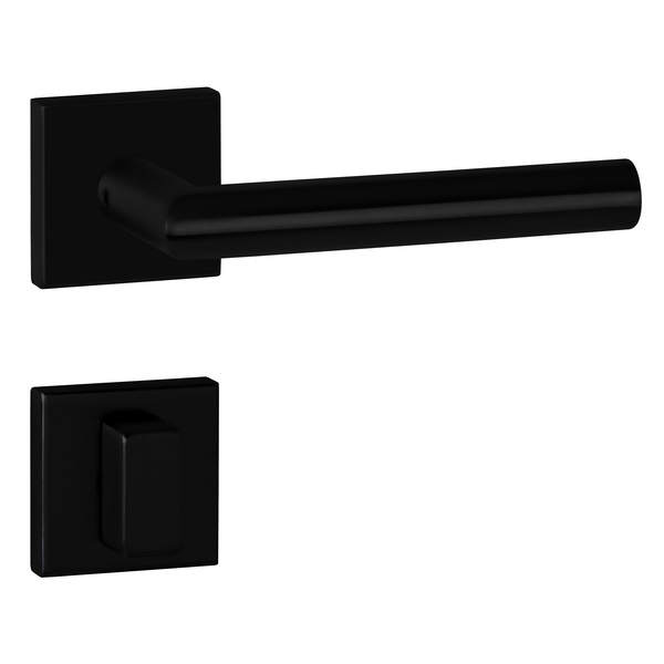 Drückergarnitur Volume, Schwarz matt, Klipp-Rosette quadratisch, WC