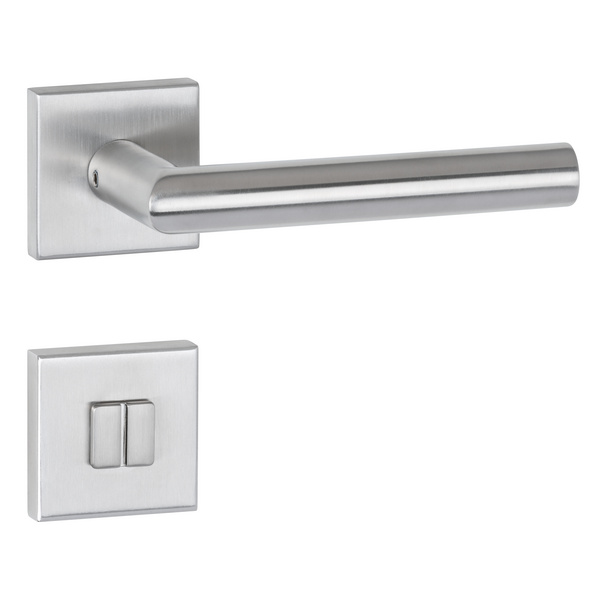 Drückergarnitur Volume, Edelstahl matt, Klipp-Rosette quadratisch, WC