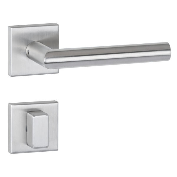 Drückergarnitur Volume, Edelstahl matt, Klipp-Rosette quadratisch, WC