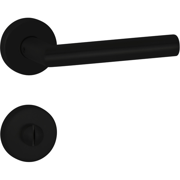 Drückergarnitur Volume, Schwarz matt, Klipp-Rosette rund, WC