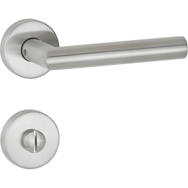 Drückergarnitur Volume, Edelstahl matt, Klipp-Rosette rund, WC