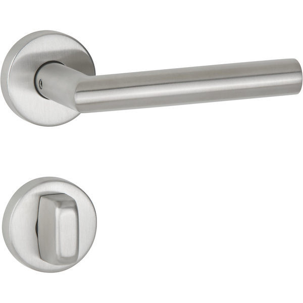 Drückergarnitur Volume, Edelstahl matt, Klipp-Rosette rund, WC