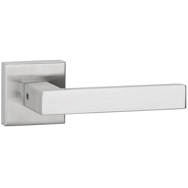 Drückerpaar Quadrino, Edelstahl matt, Klipp-Rosette, mit Rückholfeder, ohne Schlüsselrosette