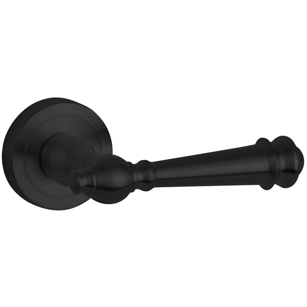 Drückerpaar Rustico, Schwarz matt, Klipp-Rosette, fest/drehbar, mit Rückholfeder, ohne Schlüsselrosette