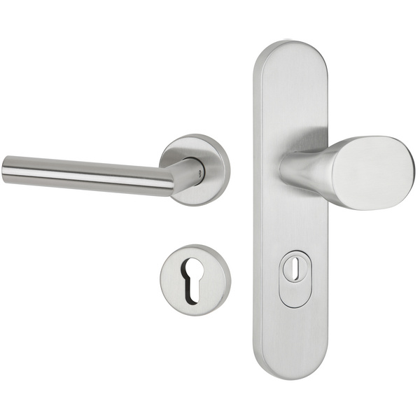 Feuerschutz-Kombi-Wechselgarnitur SK2 Guardino, Edelstahl matt, außen Langschild, innen Rosette