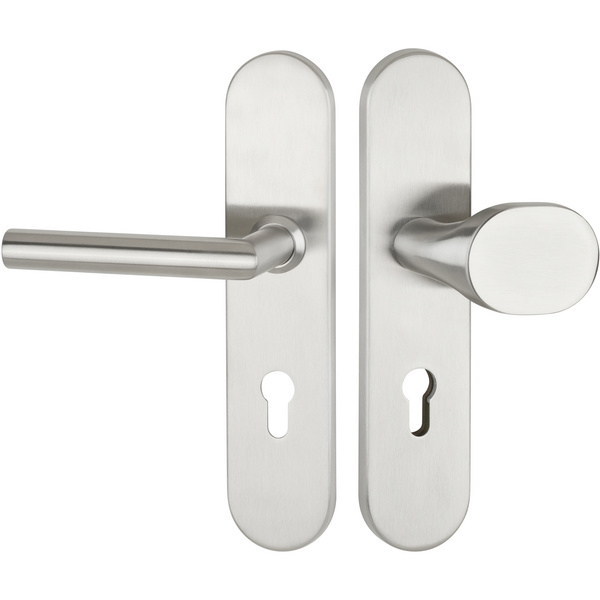 Schutz-Wechselgarnitur SK2 Guardino / Griff Volume, Anbohrschutz, Edelstahl matt, Langschild