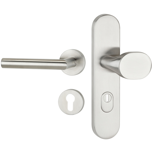 Kombi-Schutz-Wechselgarnitur SK2 Guardino (ohne FS), Edelstahl matt, außen Langschild, innen Rosette