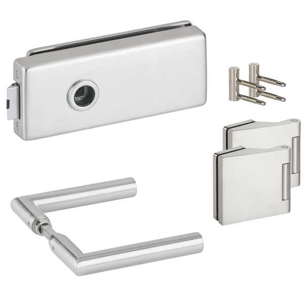 Glastürbeschlag-Set (Schlosskasten + Griffpaar + Bänder) "Vetro Grande"