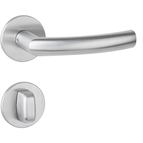 Drückergarnitur Mano flach, Edelstahl matt, Klipp-Rosette 5mm mit Rückholfeder, Klasse 3, WC