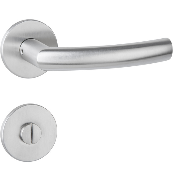 Drückergarnitur Mano flach, Edelstahl matt, Klipp-Rosette 5mm mit Rückholfeder, Klasse 3, WC