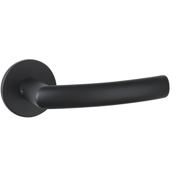 Drückerpaar Mano flach, Schwarz matt, Klipp-Rosette 5mm mit Rückholfeder, Klasse 3, ohne Schlüsselrosette