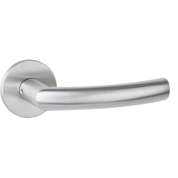 Drückerpaar Mano flach, Edelstahl matt, Klipp-Rosette 5mm mit Rückholfeder, Klasse 3, ohne Schlüsselrosette