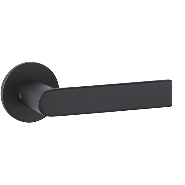 Drückerpaar Orbio flach, Schwarz matt, Klipp-Rosette 5mm mit Rückholfeder, Klasse 3, ohne Schlüsselrosette