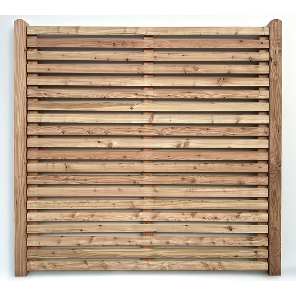 Sichtschutzzaun Rhombus Lärche unbehandelt, 20 Rhombusleisten 27x68mm 20°-Schräge