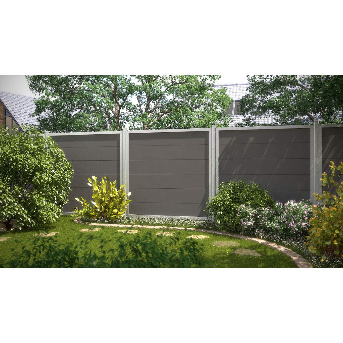Sichtschutzzaun WPC anthrazit "DESIGN WPC ALU" B x H 90 x 180 cm